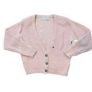 Maggie Lawrence Sport Medium Pink Cardigan‎ Sweater Knit Cottage Core Button